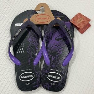 Havaianas Marvel Black and Purple Flip Flops